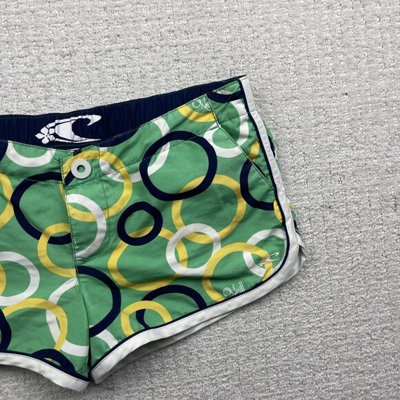 Y2K O'neil Mini Board Shorts Women's M Green Colorful Geometric Groovy AOP Surf - Picture 3 of 11